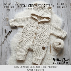 Baby Bear Hood Romper Crochet Pattern: Beginner Friendly PDF Pattern 0 To 24 Months