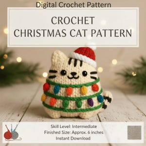 Crochet Christmas Cat Amigurumi Pattern Holiday KittenPDF Pattern
