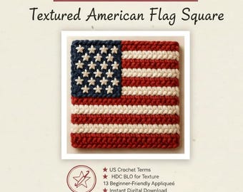 Crochet American Flag Square Pattern, US Terms