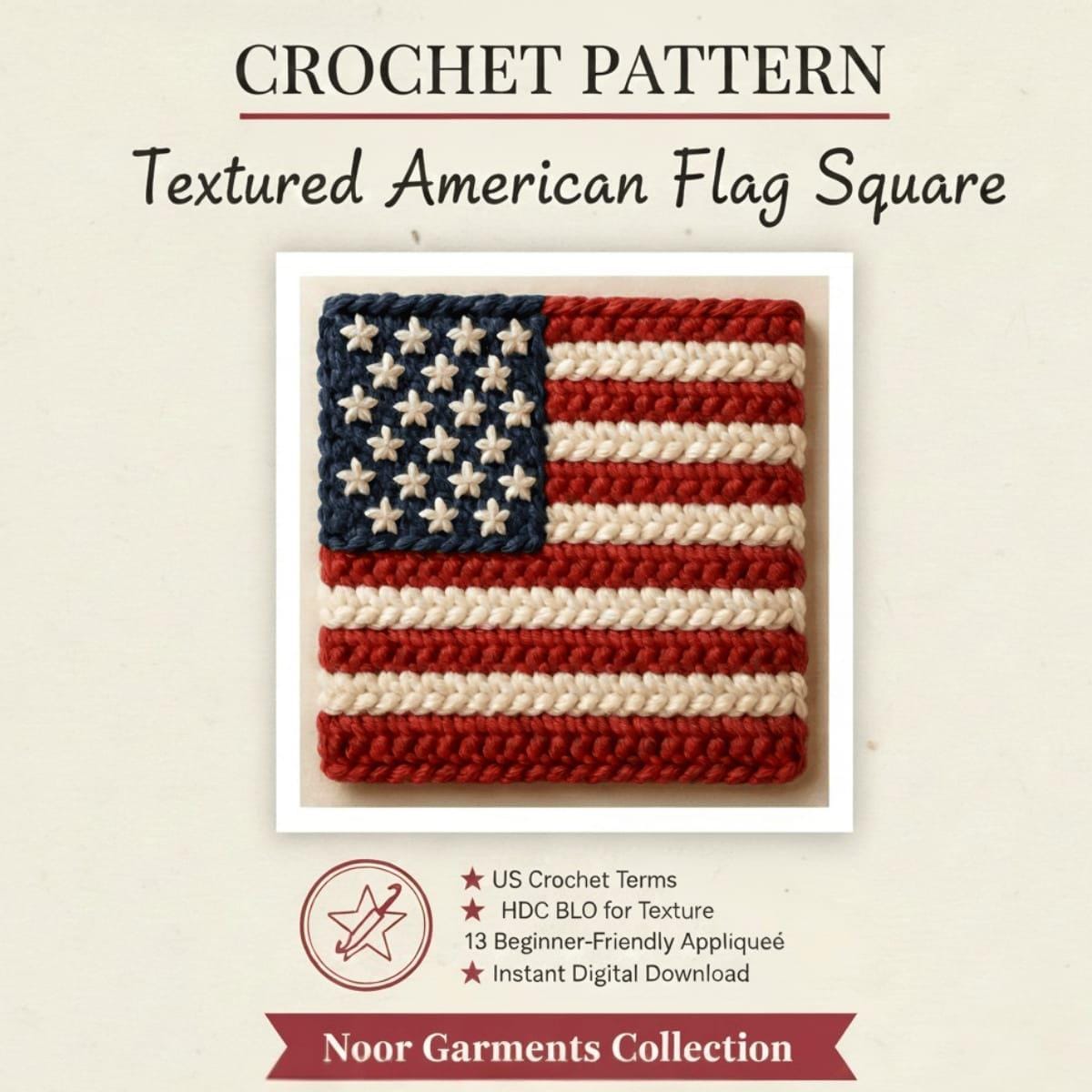 39 American Flag Crochet Patterns to Show Your Patriotic Style 5 Crochet American Flag Square