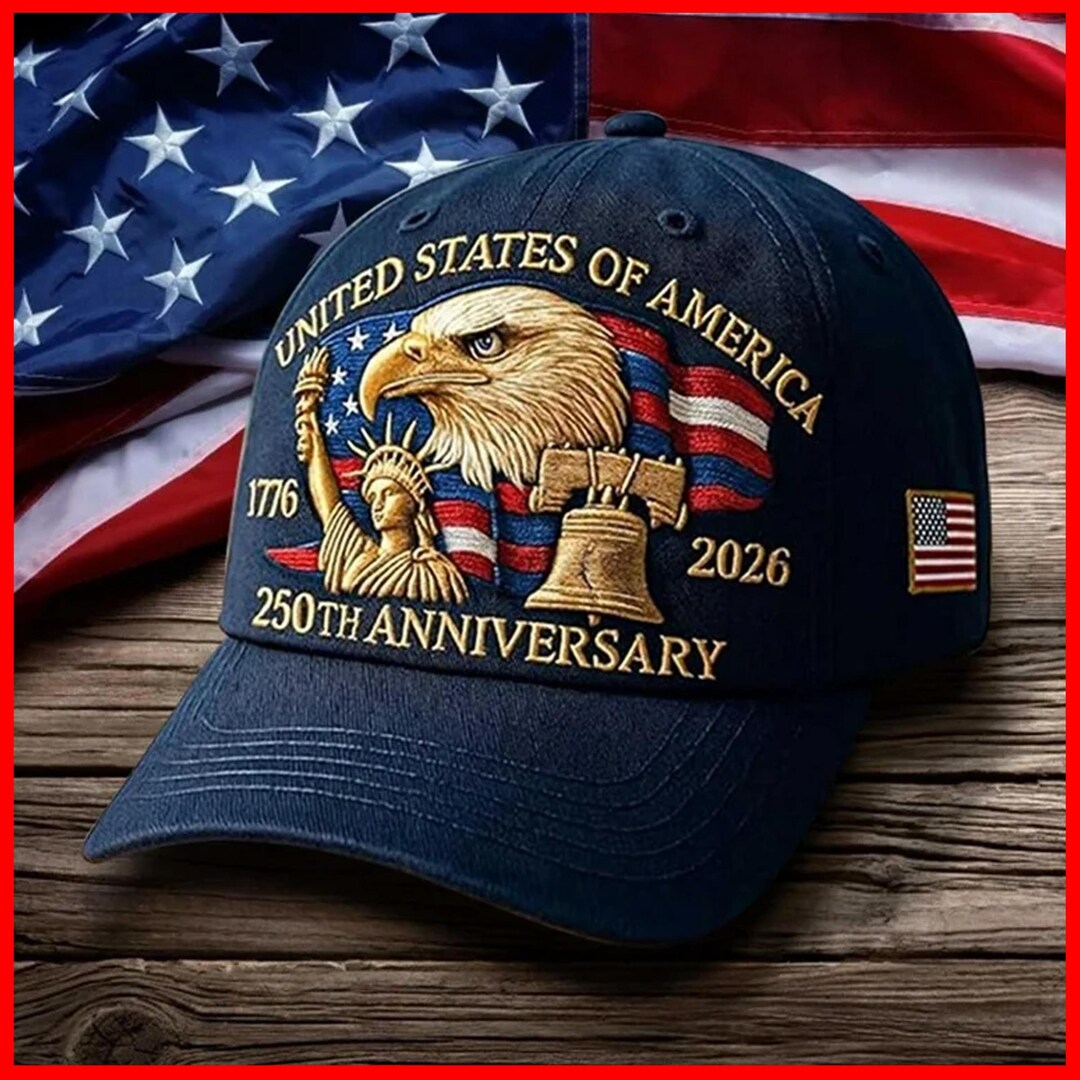USA 250th Anniversary Hat Cap Eagle 1776 2026 Embroidered Red Veteran ...