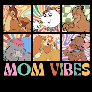 Retro Disney Character Mom Vibes Bundle,Duchess, Perdita, Mrs. Potts, Helen Parr, Mrs. Jumbo Png, Disney Mom Png, Disneyl Mom Png