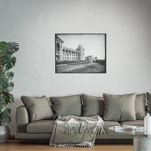 Hotel Kaaterskill Right Wing Catskill Mountains New York Restored Antique Photograph early 1900s Black and White Wall Art