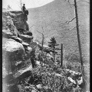 Sunset Rock Kaaterskill Clove Catskills New York Restored Antique Postcard 1905 Black and White Printable Digital Download