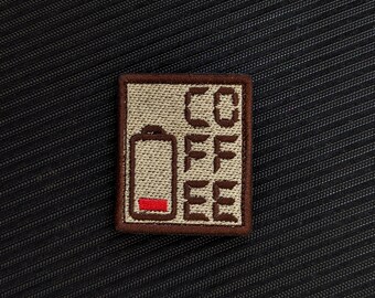 Coffee Patch, Funny Caffeine Addict Badge, Embroidered Energy Patch for Backpack