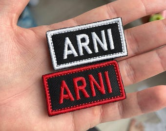 ARNI Embroidered Patch, High-Quality Machine Embroidered Patches, Hook & loop, Sew-on, Personalized Embroidered Name Tag for Tactical Gear