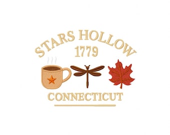 Connecticut embroidery design, Digital file, Coffee embroidery design, Instant download, Autumn machine embroidery design
