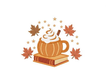 Book machine embroidery design, Embroidery files, Book embroidery design, Instant download, Pumpkin embroidery design