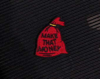 Money Embroidered Patch, Red Money Bag Iron On Patch, Motivational Success Gift, Hustle Culture, Tactical Morale Patch, Goal, Cash