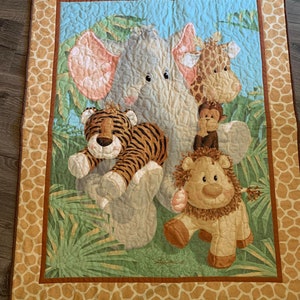 Jungle baby quilt 36 x 43”