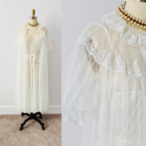 Vintage 1950s Peignoir Set/ Vintage Lingerie/ Shee