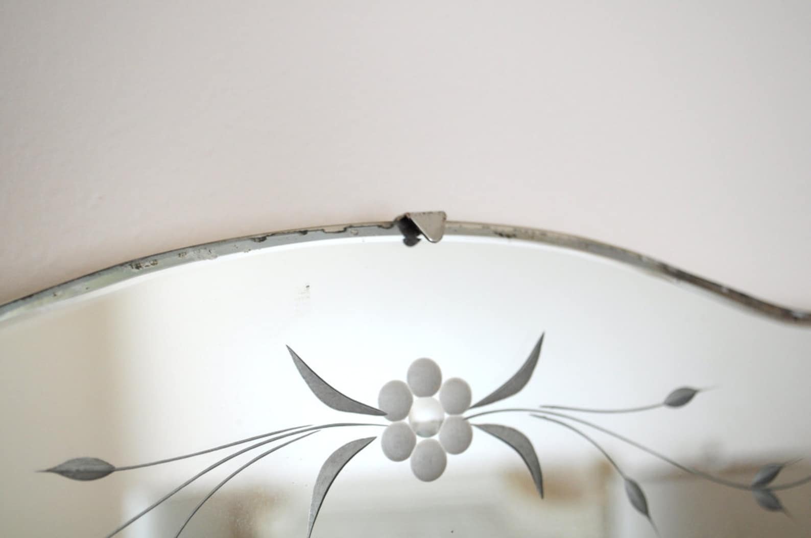 Lovely antique frameless victorian etched glass mirror Etsy