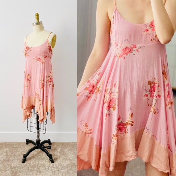 Vintage Pink Floral Dress/ Pastel Colors/ Summer D