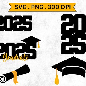 SVG-bundel afstuderen 2025 | Pet, diploma, certificaat | Afstudeertaarttopper | Afstuderen middelpunt clipart | Digitale download