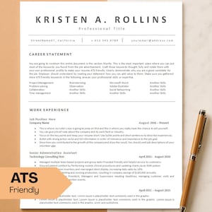Plantilla de currículum compatible con ATS para Microsoft Word y Google Docs, carta de presentación y referencias, descarga instantánea de plantilla de currículum, plantilla de CV