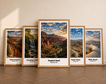 63 Nationalpark Poster Set | Rustikale Reisedrucke | Abenteuer-Wand-Dekor | Digitale Downloads | 5 Größenverhältnisse | Druckbare Kunst