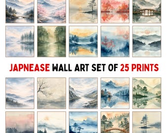 Japanisches Wall Art Bundle 25 Prints | Japandi Gallery Wall Printable, Ukiyo-e asiatisches Wohndekor digitaler Download