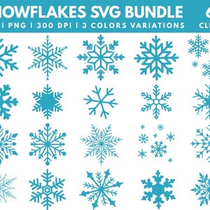 スノーフレークSVGバンドル、デジタルダウンロード用スノーフレーク、冬のSVGスノーフレークファイル、Cricut、Silhouette、Glowforge、PNGバンドル