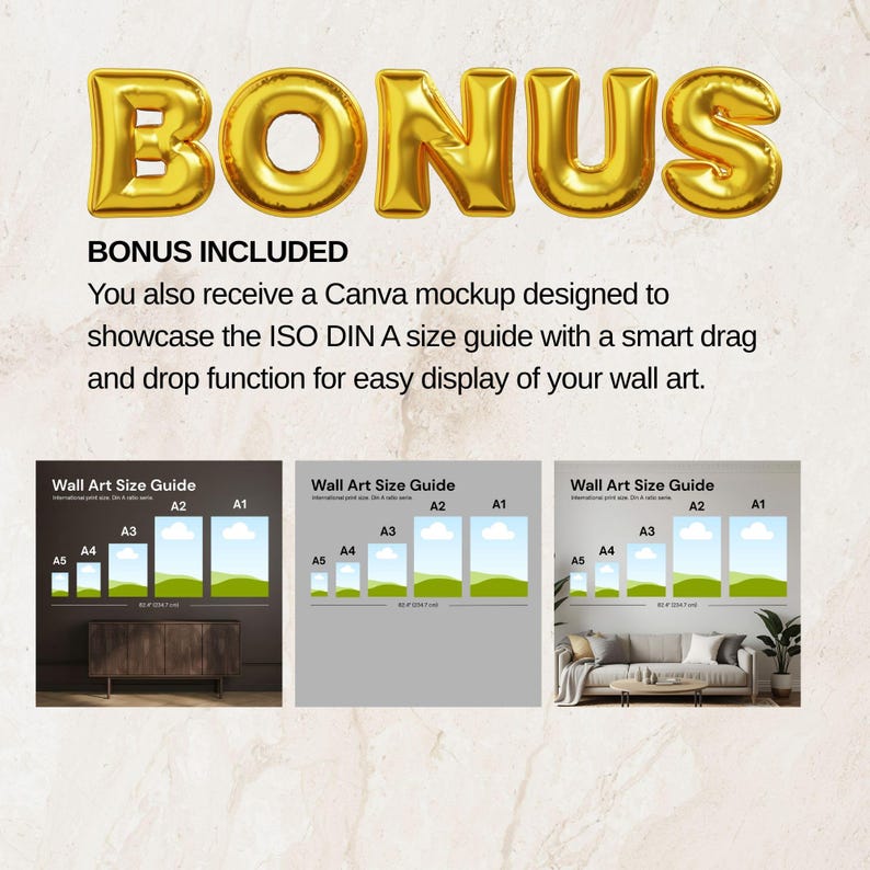 Wall Art Size Guide Canva Template | Editable Frame Size Chart for Etsy ...