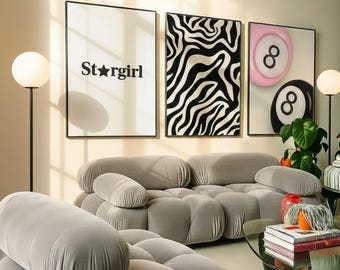 Pink Y2K Aesthetic Wall Art Set of 3 Prints | Printable Bedroom & Dorm Decor, Coquette Retro Digital Download