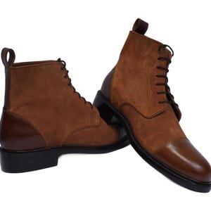 Handmade Brown Suede Leather Cap Toe Boots | The Trenton
