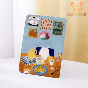 Cat&#39;s Tea Time Kindle Case,2024 Kindle 10/11/12th,Paperwhite 6.8&quot; 7&quot;,PW 5/6/7 Personalized ,Kindle Colorsoft Case,Auto Wake/Sleep
