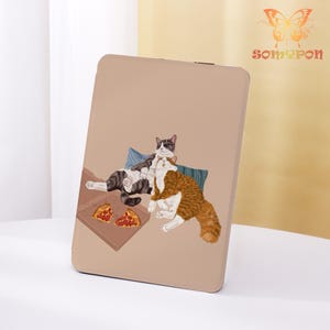 Pizza Lounge Cats Kindle Case,2024 Kindle 10/11/12th,Paperwhite 6.8&quot; 7&quot;,PW 5/6/7 Personalized ,Kindle Colorsoft Case,Auto Wake/Sleep
