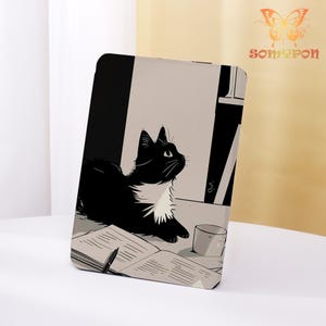 Study Cat Kindle Case,2024 Kindle 10/11/12th,Paperwhite 6.8&quot; 7&quot;,PW 5/6/7 Personalized ,Kindle Colorsoft Case,Auto Wake/Sleep