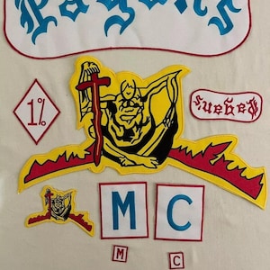 Pagans Motorcycle Club Embroidered Patch Set – Iron-On Patches for Jackets & Vests – Biker Club Accessories