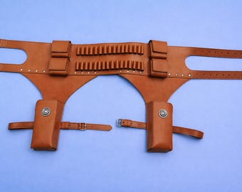 Star Wars Inspired Leather Belt with Dual Holsters & Leg Straps