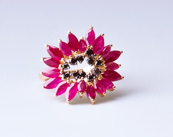 Ruby and black diamond ring