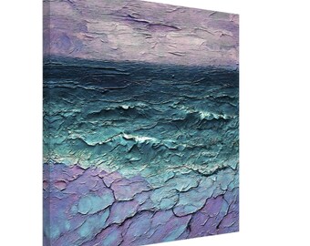 Violet Tide Canvas Print: Moody Ocean, Coastal Wall Art