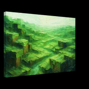 Minecraft Landscape Canvas Print – Textured Green Fields Pixel Art - Etsy