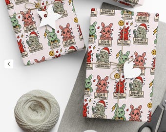 Papel de regalo navideño de conejito emo: sarcástico y ecológico