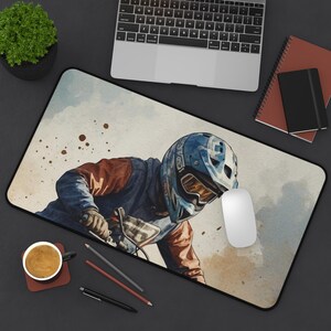 Motocross Desk Mat, Stylish Office Decor, Gamer Mouse Pad, Racing Gift, Custom Desk Accessories, Unique Gift for Him