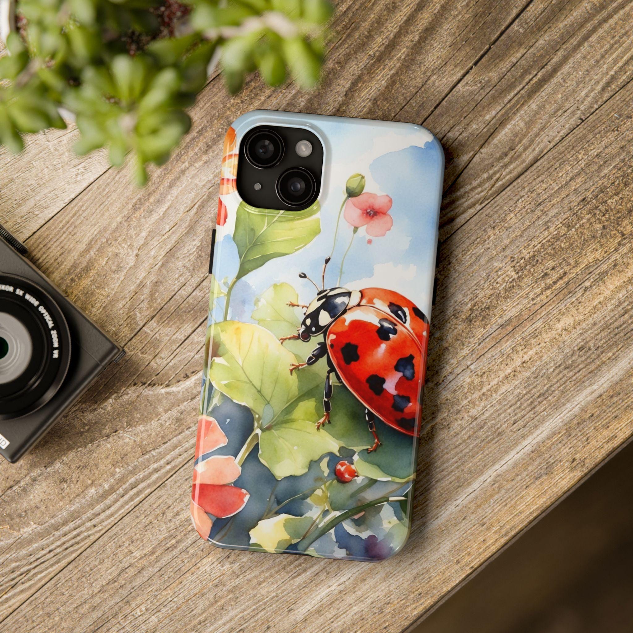 てんとう虫の花柄タフフォンケース：自然アートアクセサリー - Etsy 日本