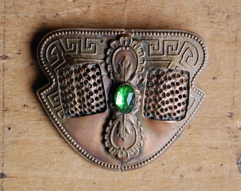 Antique 1910s large bronze Art Nouveau brooch or bodice ornament
