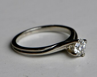 Vintage 1950s 14K .52 carat Old European Cut solitaire engagement ring