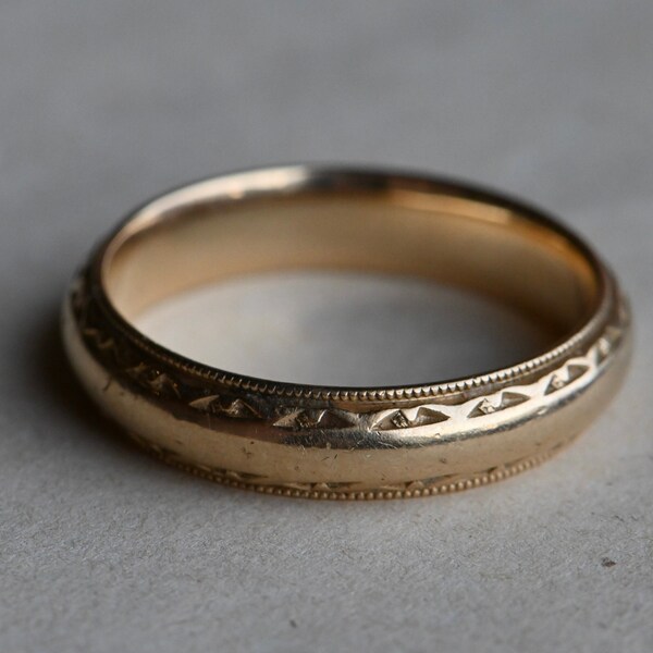 Vintage Mid-Century 1950s SIZE 11 US 14K yellow gold wedding band