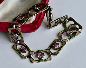 Antique 1900s German Jugendstil Heinrich Levinger enamel bracelet