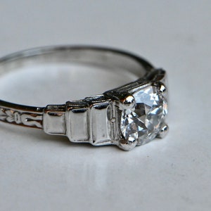 Vintage 18K Art Deco 1930s 1.12 carat OEC diamond engagement ring image 2