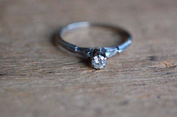 Vintage 1930s 20K diamond solitaire princess engag