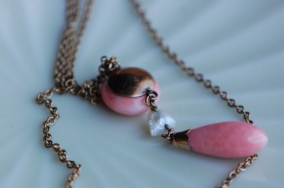 Antique Edwardian 1910s faux coral pendant neckla… - image 3