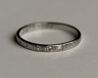 Vintage "2-4-33" Art Deco 1930s 18K three-stone diamond wedding band