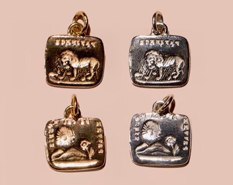 PATIENCE ∙ Cachet Collection Victorian reversible wax seal charm or ring ∙ Lion and Mouse, Small and Mighty, Flower and Sun