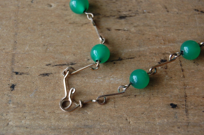 vintage jade glass bead necklace SUGAR SNAP image 5