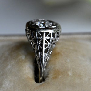 Antique 18K .25 carat Old European Cut diamond filigree engagement ring image 5