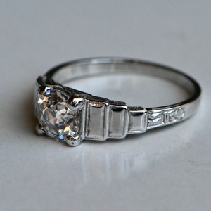 Vintage 18K Art Deco 1930s 1.12 carat OEC diamond engagement ring image 3
