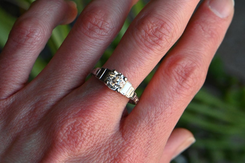 Vintage 18K Art Deco 1930s 1.12 carat OEC diamond engagement ring image 8