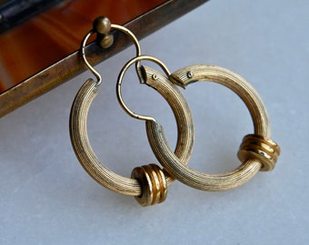 Vintage Victorian style gold fill hollow "Creole style" hoop earrings